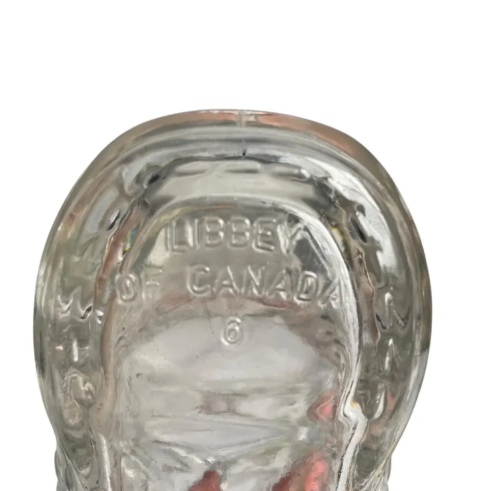 Vintage Clear Glass Cowboy Boot Mug Libbey of Canada Embossed w/ Handle Western